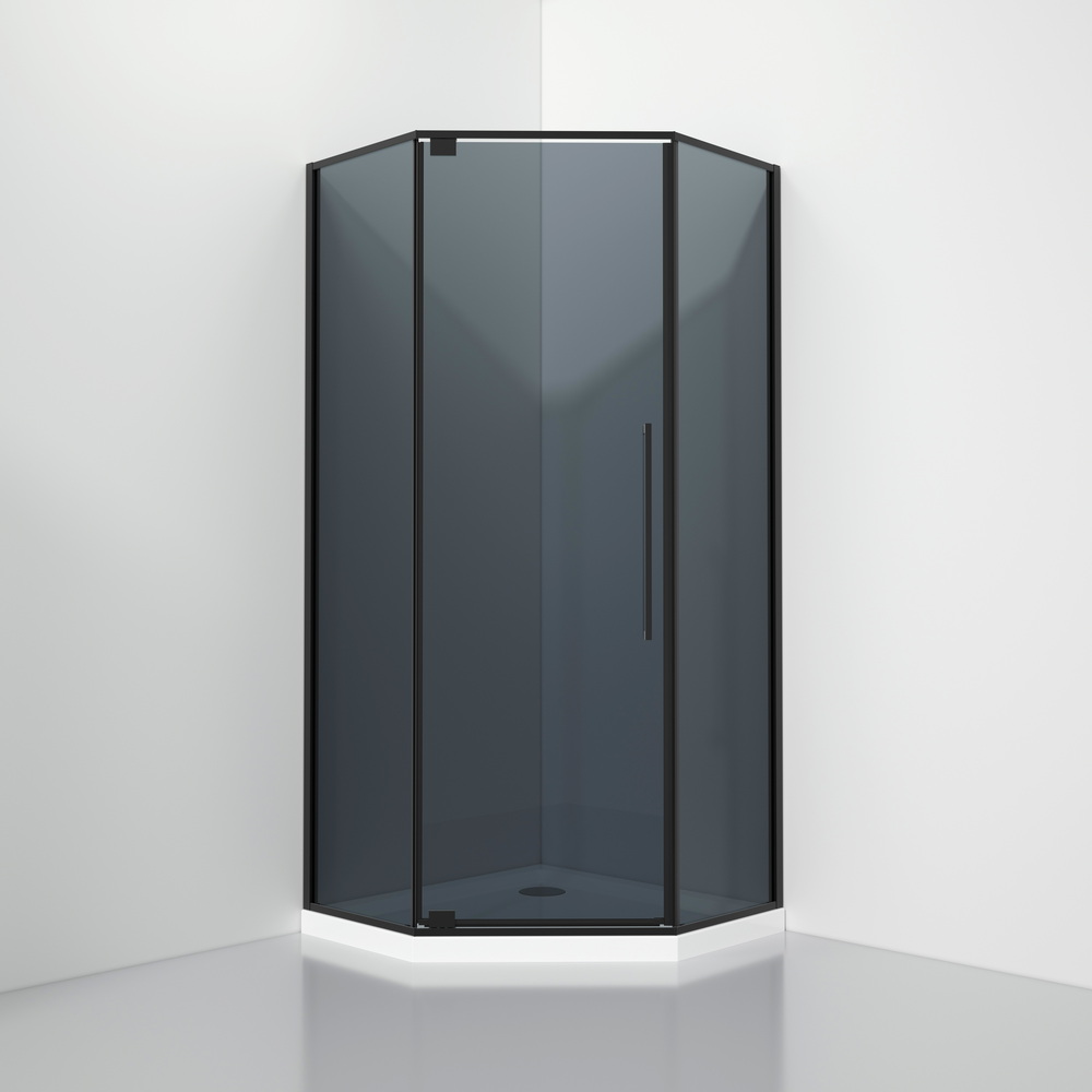 Душевой уголок Black&White 100х100 S815 BG-1000x1000 стекло тонированное, профиль черный, без поддона