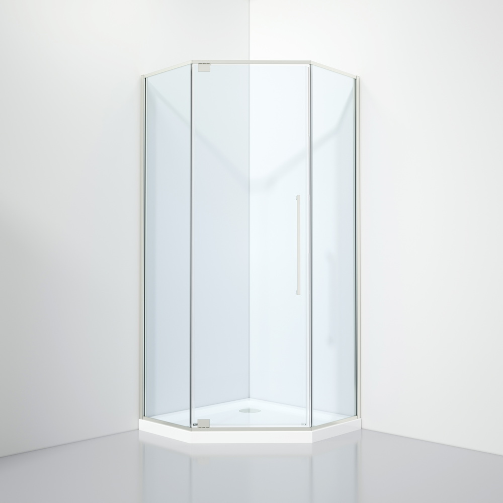 Душевой уголок Black&White S815 CC-1000x1000 стекло прозрачное, профиль хром, без поддона