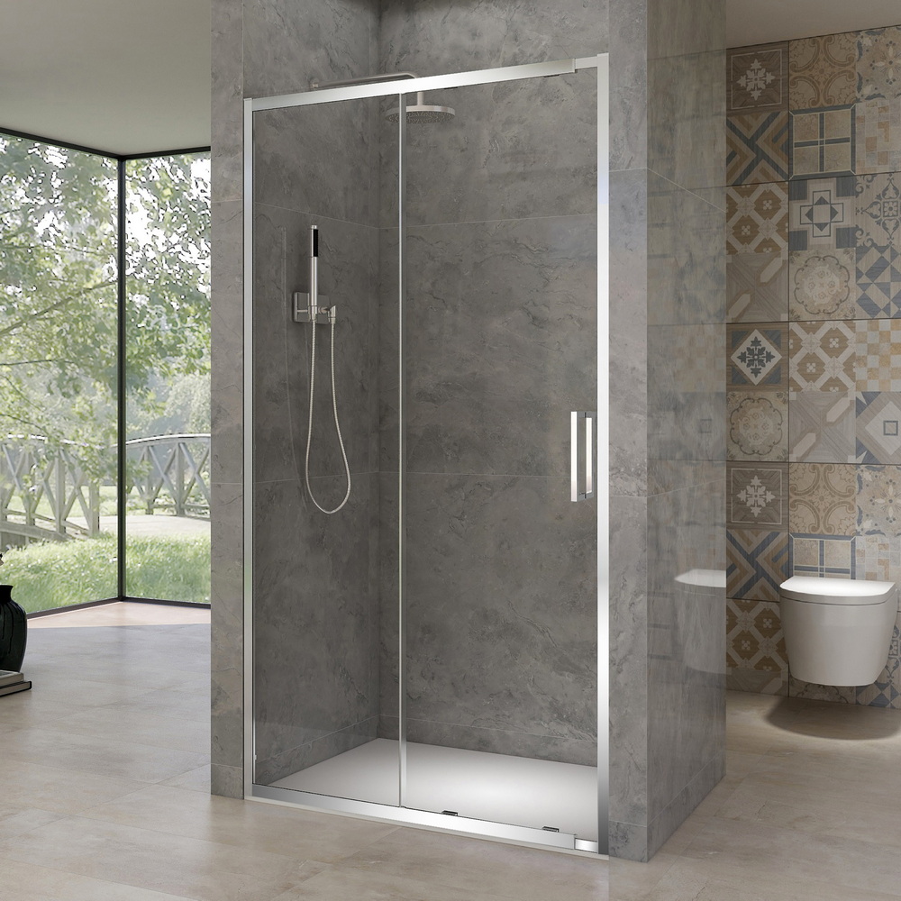 Душевая дверь в нишу BlackWhite Stellar Wind 110 см стекло прозрачное профиль хром 38250₽