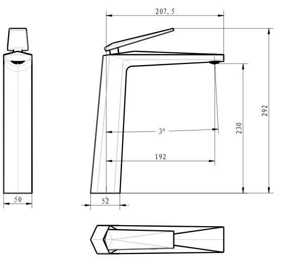 Смеситель для раковины Boheme Venturo 372-B черный, хром - фото 2