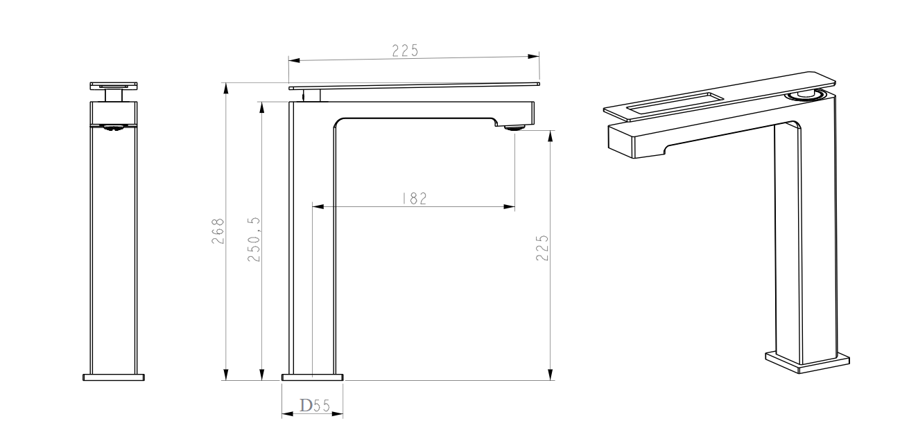 Смеситель для раковины Boheme Q BlackChrome 142-BCR черный, ручка хром - фото 3