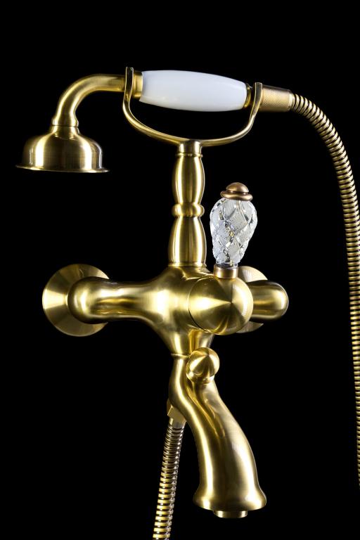 Смеситель для ванны и душа Boheme Crystal 303-CRST бронза, цвет хрустальная - фото 2