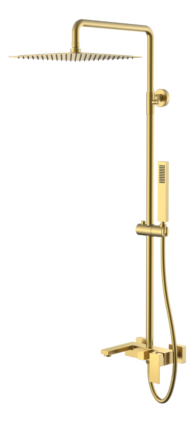 Душевая стойка Boheme Qubic 478-MG матовое золото, с изливом для ванны