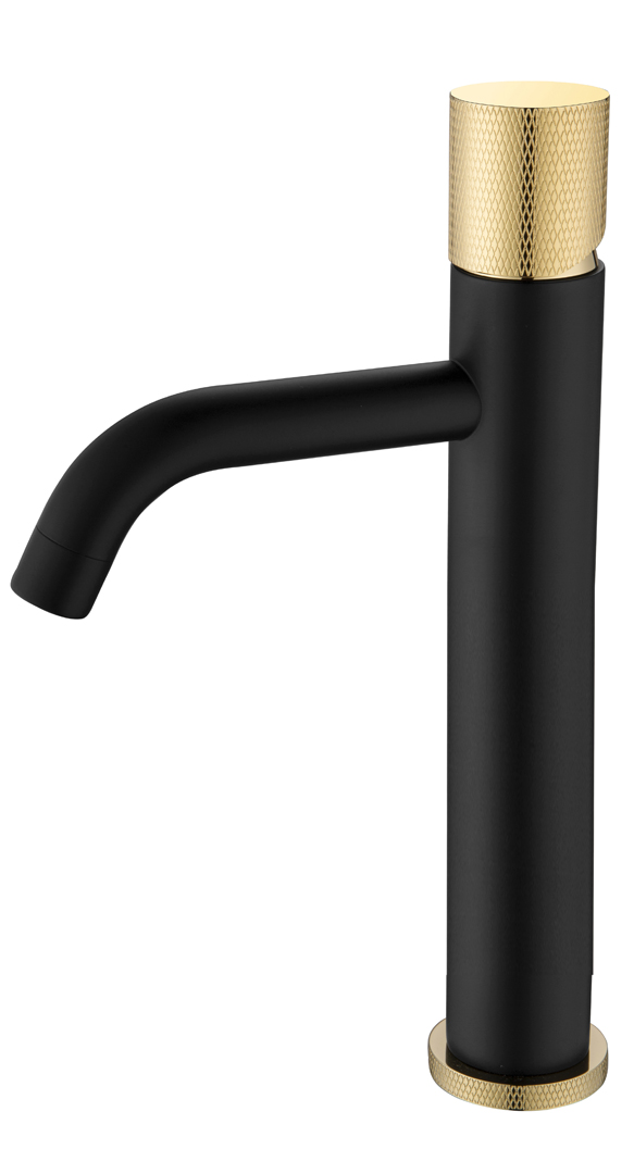 Смеситель для раковины Boheme Stick Black Touch Gold 122-BG.2 черный, ручка матовое золото - фото 2