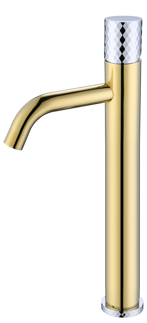 Смеситель для раковины Boheme Stick Gold Diamond Chrome 122-GCR золото, ручка хром - фото 1