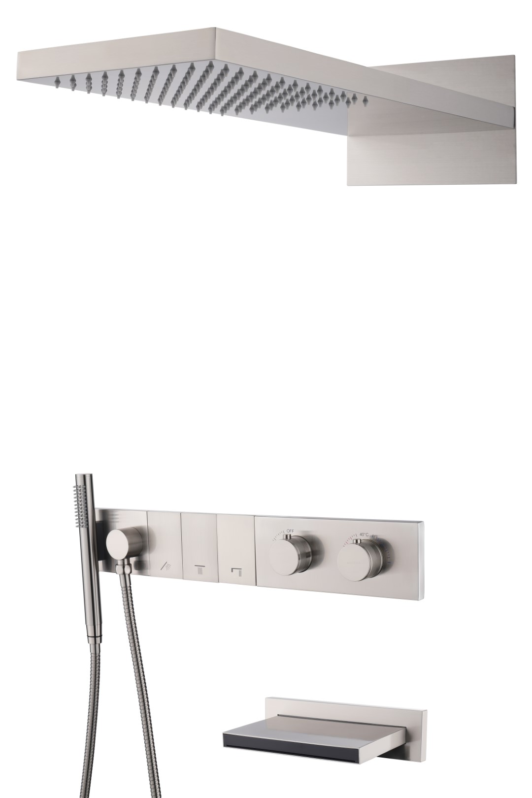 Встраиваемая душевая система Boheme ZODIAC 133-2-NB с изливом с термостатом трехпозиционная Nikel Brush без излива 173738₽