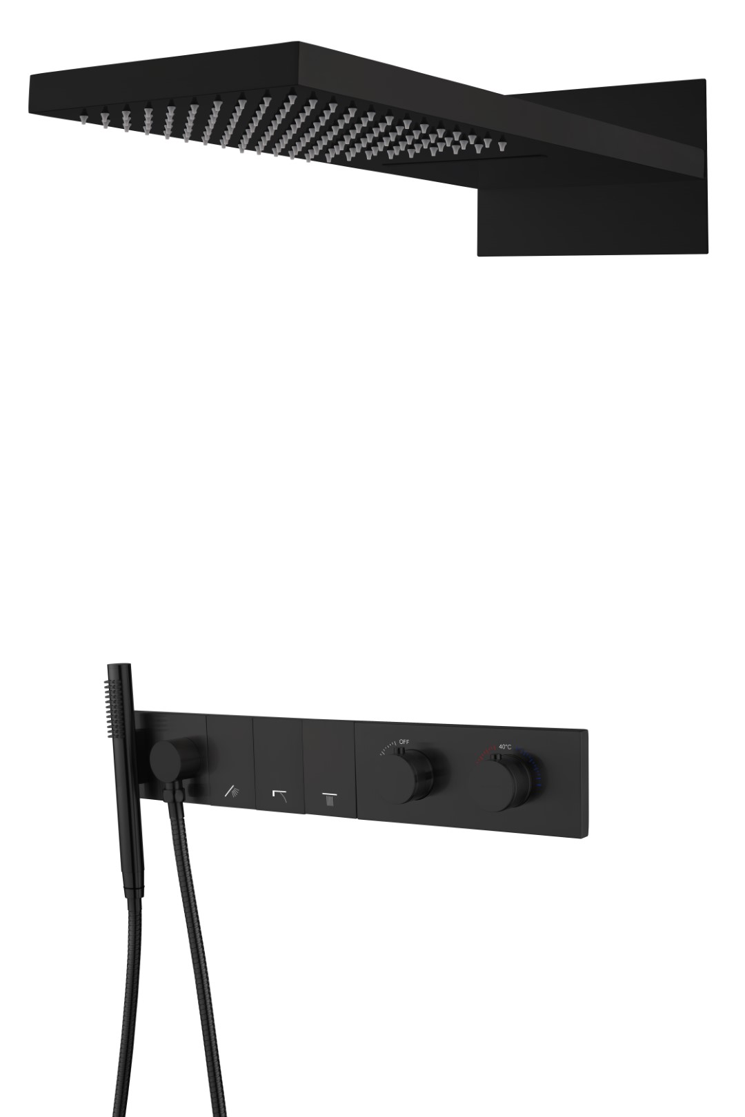 Встраиваемая душевая система Boheme ZODIAC 133-B с термостатом трехпозиционная Black без излива 155280₽