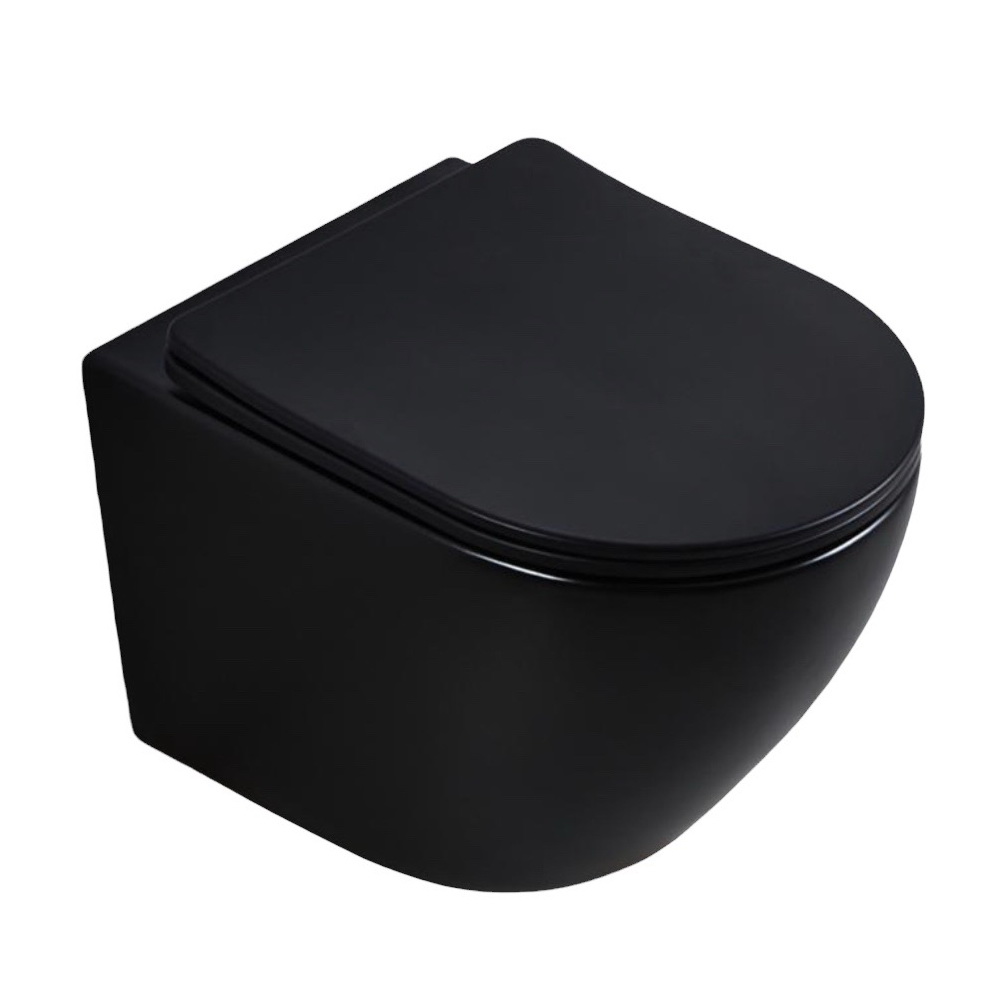 Унитаз подвесной BOND Oval F01-108 безободковый с сиденьем микролифт, черный
