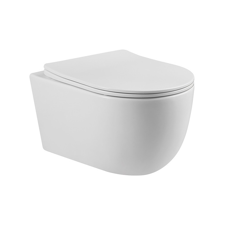 Унитаз подвесной BOND Oval F10-10 безободковый с сиденьем микролифт, белый, цвет хром - фото 1