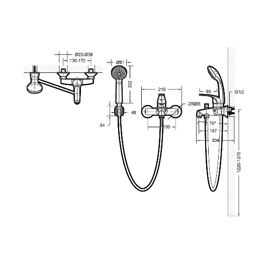 Смеситель для ванны или для душа Bravat Fit F00315C, цвет хром - фото 4