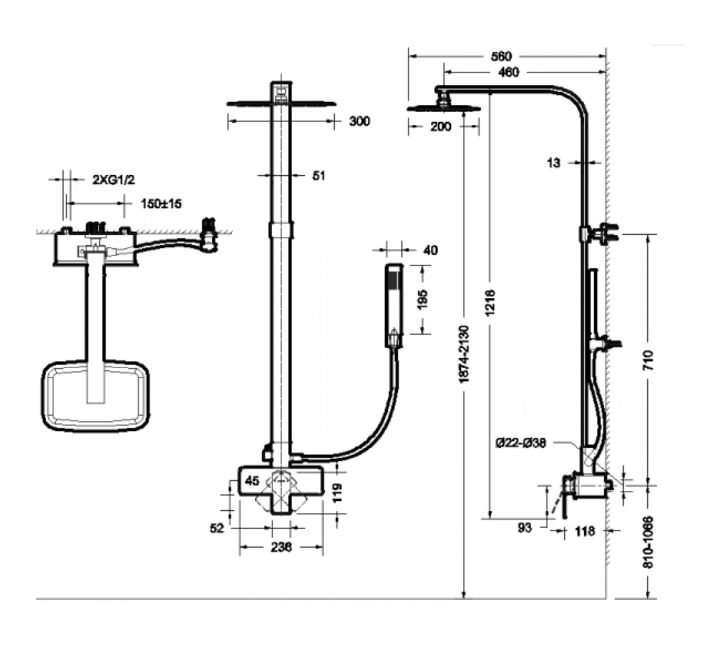 Душевая стойка Bravat Phillis F956101C-A-ENG, цвет хром - фото 2