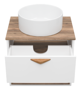 Фото Мебель для ванной комнаты Brevita Берген 60 см подвесная, белая, темное дерево