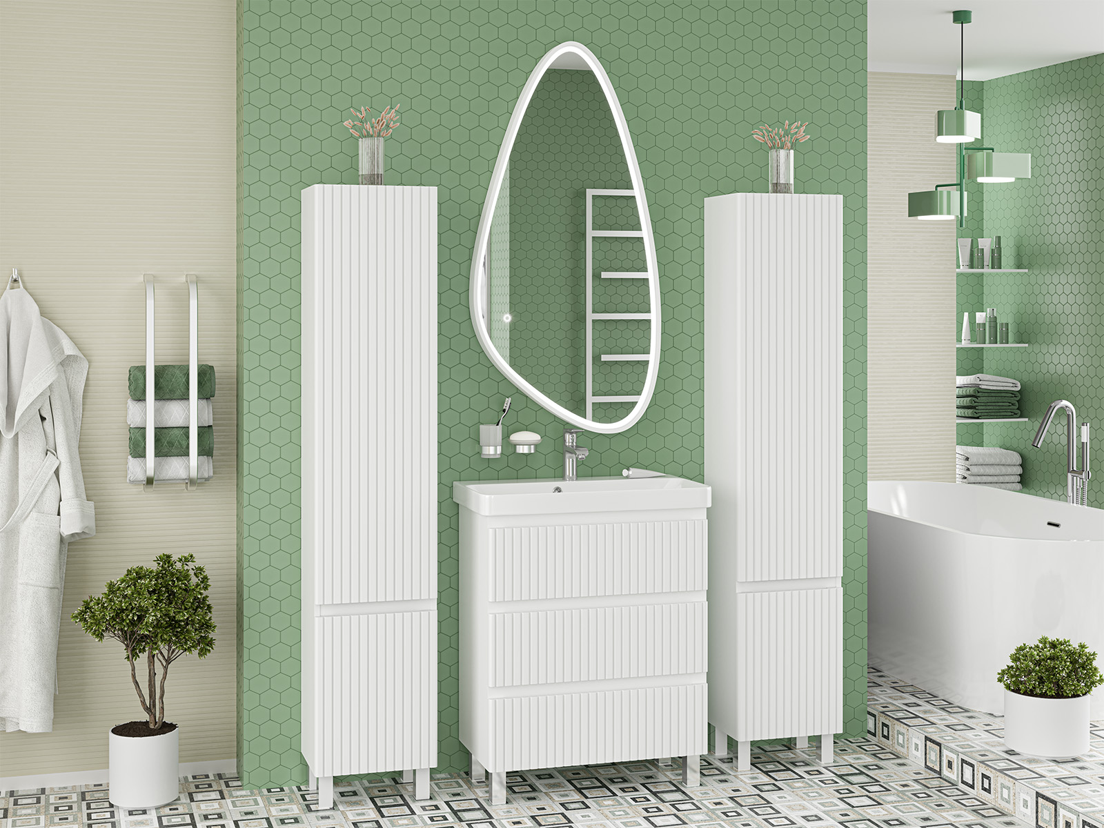 Мебель для ванной комнаты Brevita Victory 70 см напольная, белая