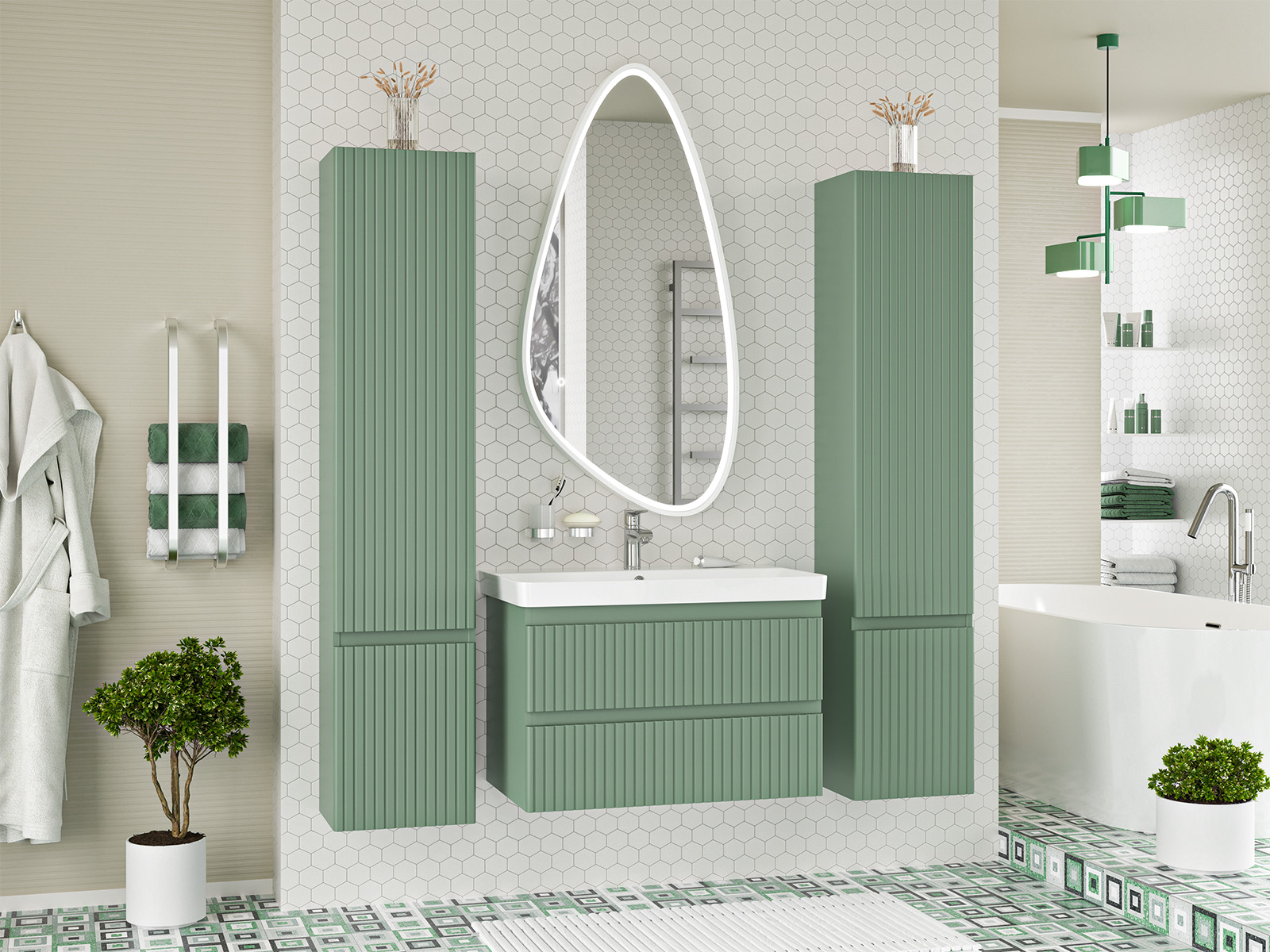 Мебель для ванной комнаты Brevita Victory 80 см подвесная, зеленая