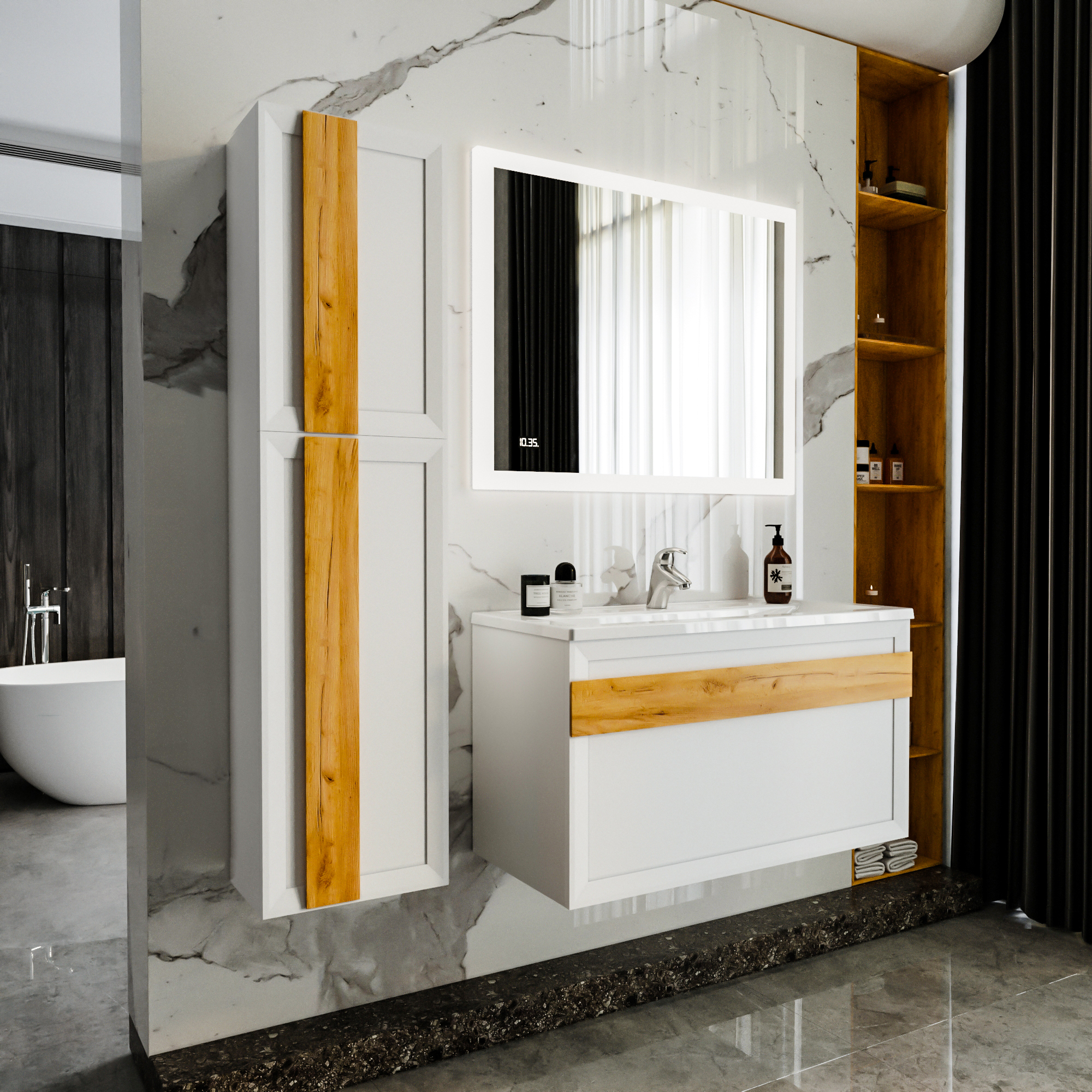 Мебель для ванной комнаты Бриклаер Берлин 100 см белая глянцевая, цвет белый 4627125416095 - фото 2