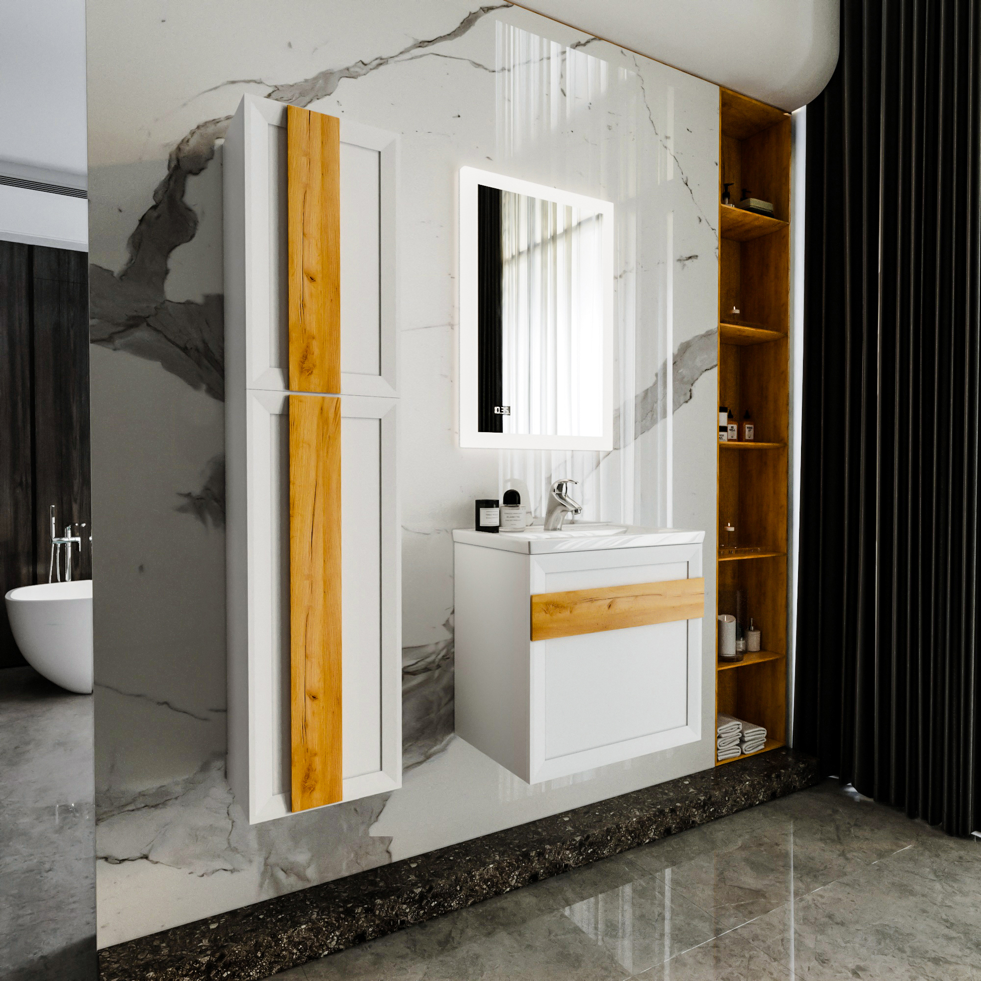 Мебель для ванной комнаты Бриклаер Берлин 60 см подвесная, белая глянцевая, цвет белый 4627125416064 - фото 2