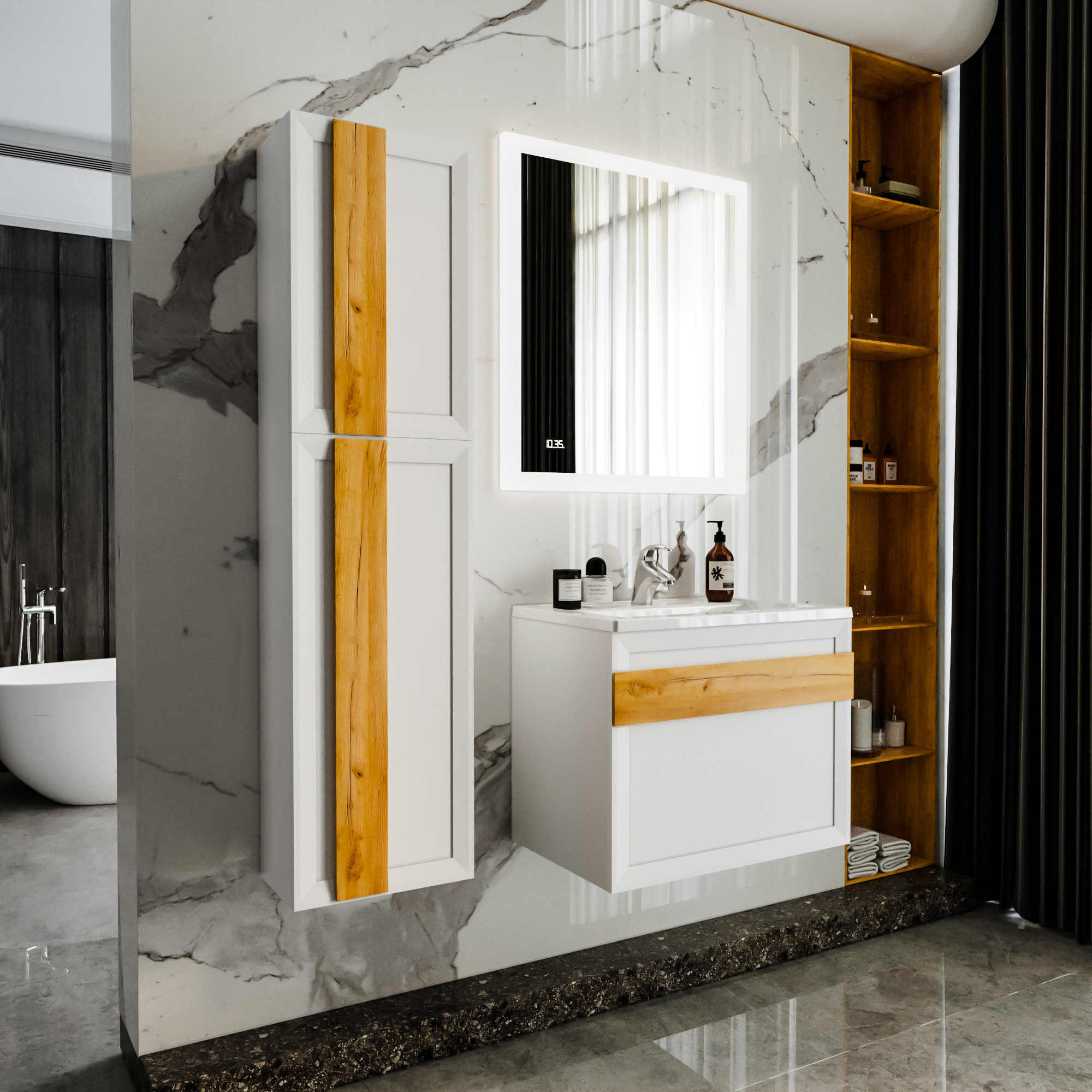 Мебель для ванной комнаты Бриклаер Берлин 70 см белая глянцевая, цвет белый 4627125416071 - фото 2