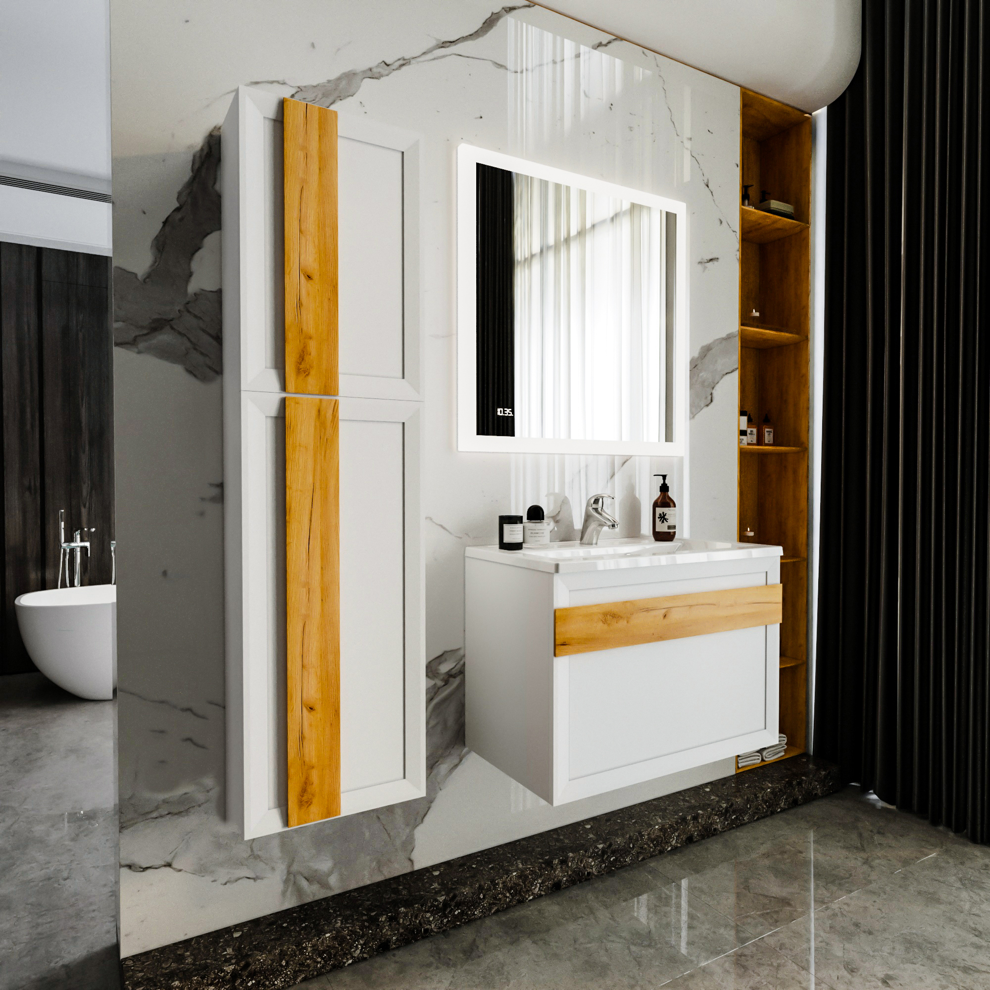Мебель для ванной комнаты Бриклаер Берлин 80 см белая глянцевая, цвет белый 4627125416088 - фото 2