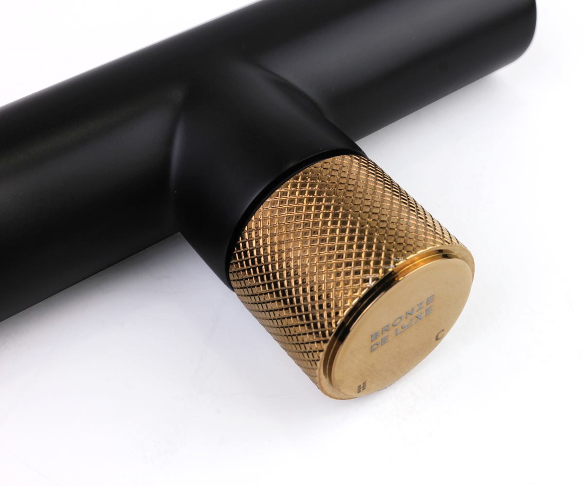 Встраиваемый смеситель для раковины Bronze De Luxe Avangarde 2021MH черный, розовое золото - фото 2