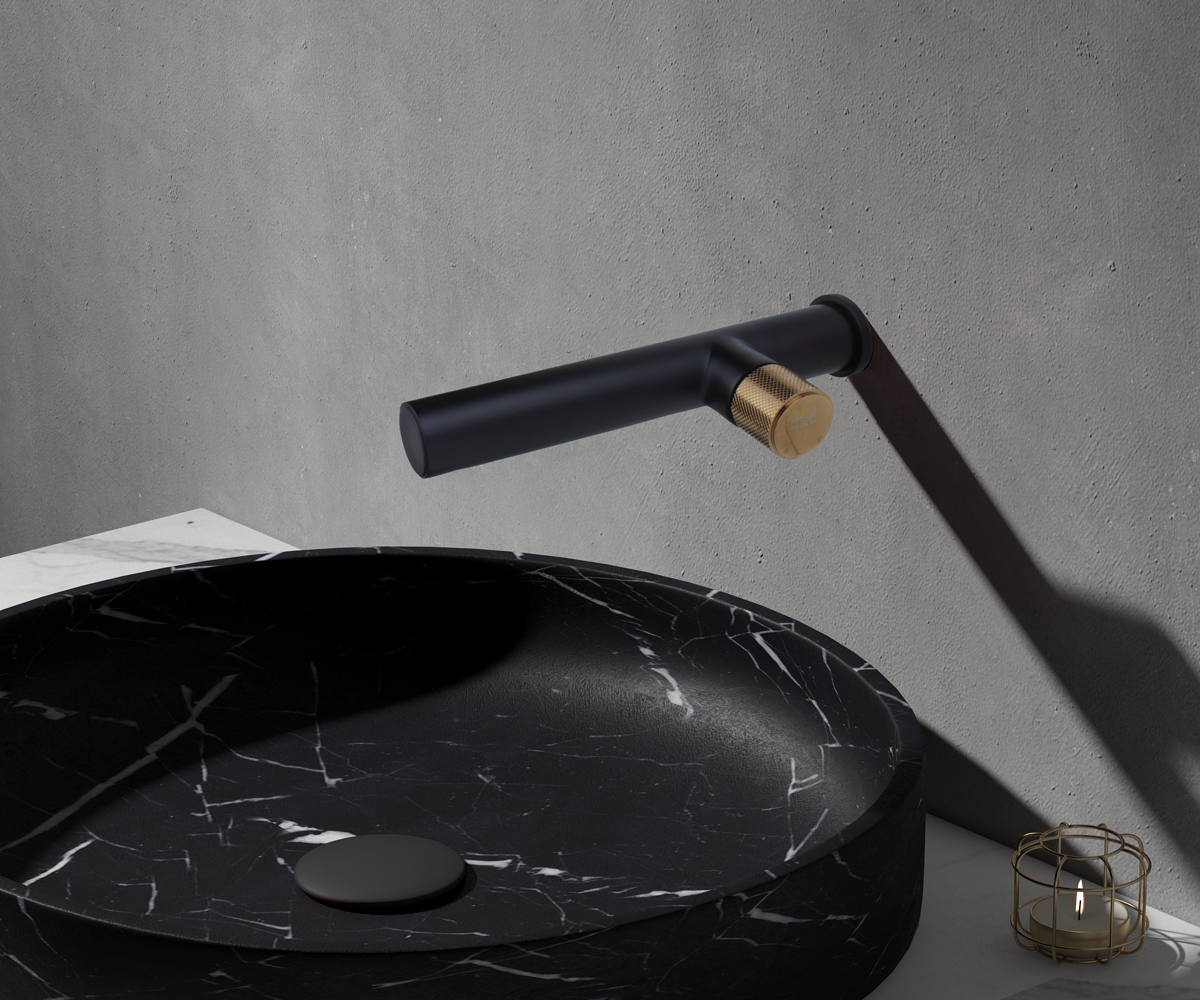 Встраиваемый смеситель для раковины Bronze De Luxe Avangarde 2021MH черный, розовое золото - фото 6