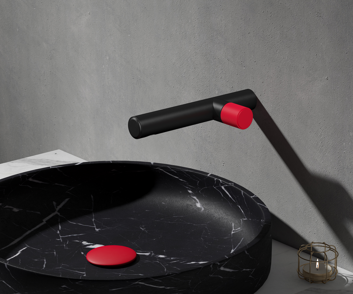 Встраиваемый смеситель для раковины Bronze De Luxe Avangarde 2021RH черный, красный, цвет красная - фото 3