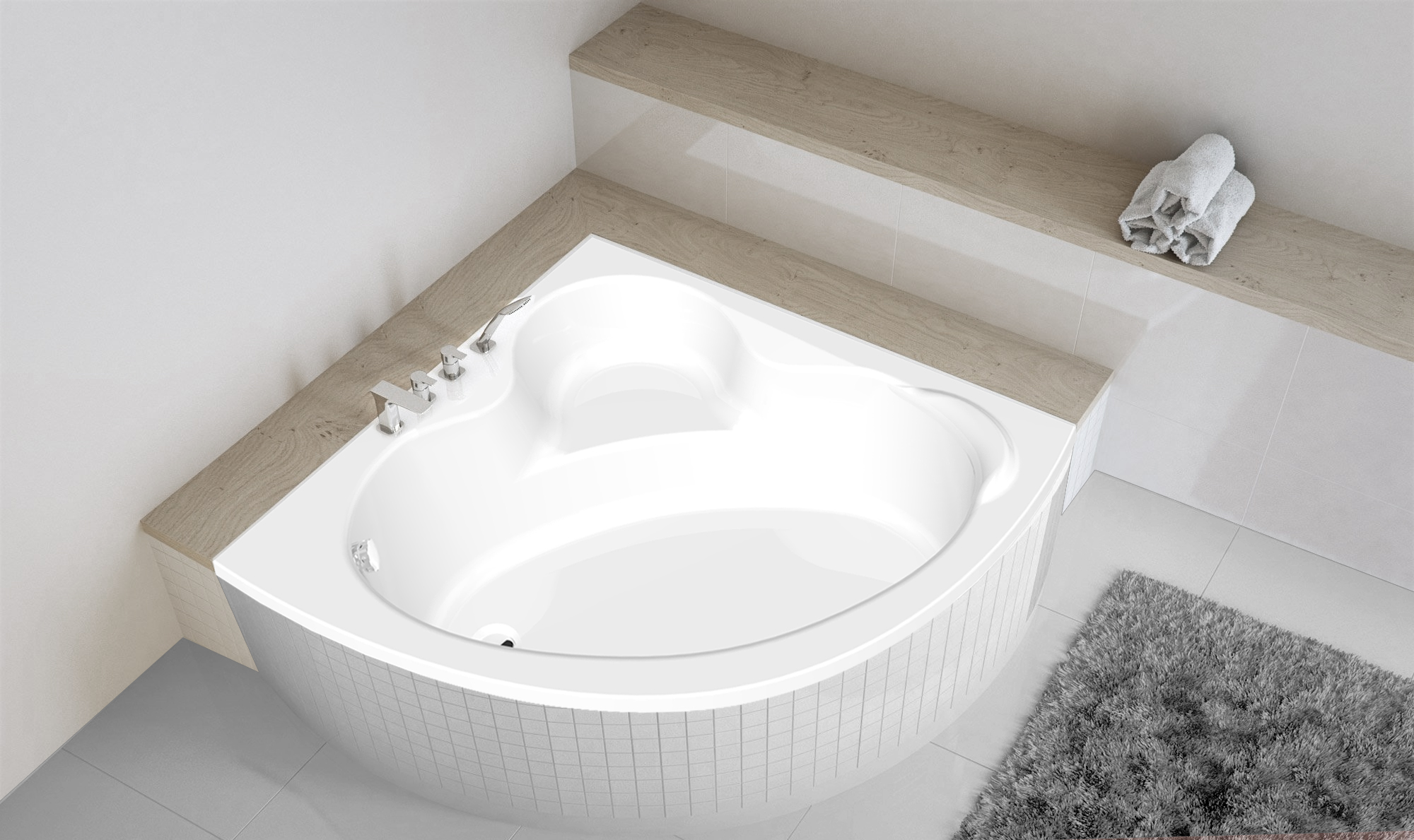 Ванна акриловая C-Bath Aurora CBS001001 120х120, размер 120x120, цвет белый - фото 3