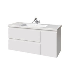 Фото Тумба под раковину Caprigo Форте 120 см 36117R-SF027/SF025 подвесная, белая, дверца справа