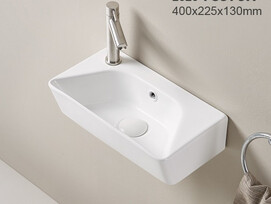 Умывальник CeramaLux 40x22.5x13 см 78578R, керамическая, белая глянцевая
