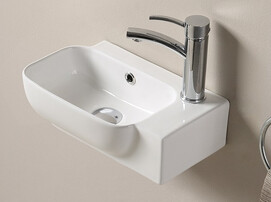 Раковина мини для туалета CeramaLux 40x25x14 см 78580L, керамическая, белая глянцевая