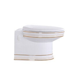 Унитаз приставной CeramaLux 4291 с крышкой микролифт, белый, золото