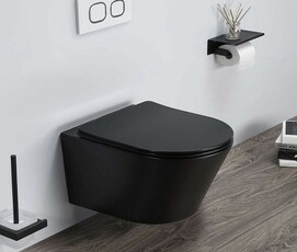 Унитаз подвесной CeramaLux B2330-1MB черно-матовый, с крышкой микролифт