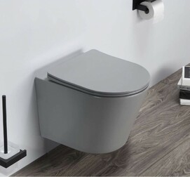Унитаз подвесной CeramaLux B2330-3MH светло-серый, с крышкой микролифт