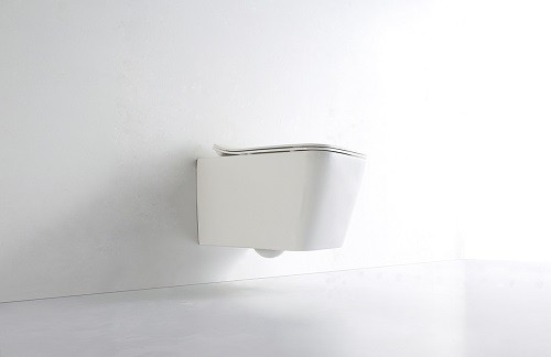 Унитаз подвесной CeramaLux NS5170 с сиденьем микролифт, белый, цвет хром - фото 2