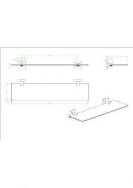 Фото Полка стеклянная CeramaLux Quadro 53 см 61911 хром