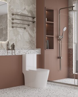 Фото Унитаз-моноблок CeramaLux TR2178MN(TR866MN) безободковый, с крышкой микролифт, белый