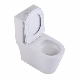 Фото Унитаз-моноблок CeramaLux TR2178MN(TR866MN) безободковый, с крышкой микролифт, белый