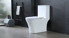 Фото Унитаз-моноблок CeramaLux TR455MN(80687) безободковый, с крышкой микролифт, белый