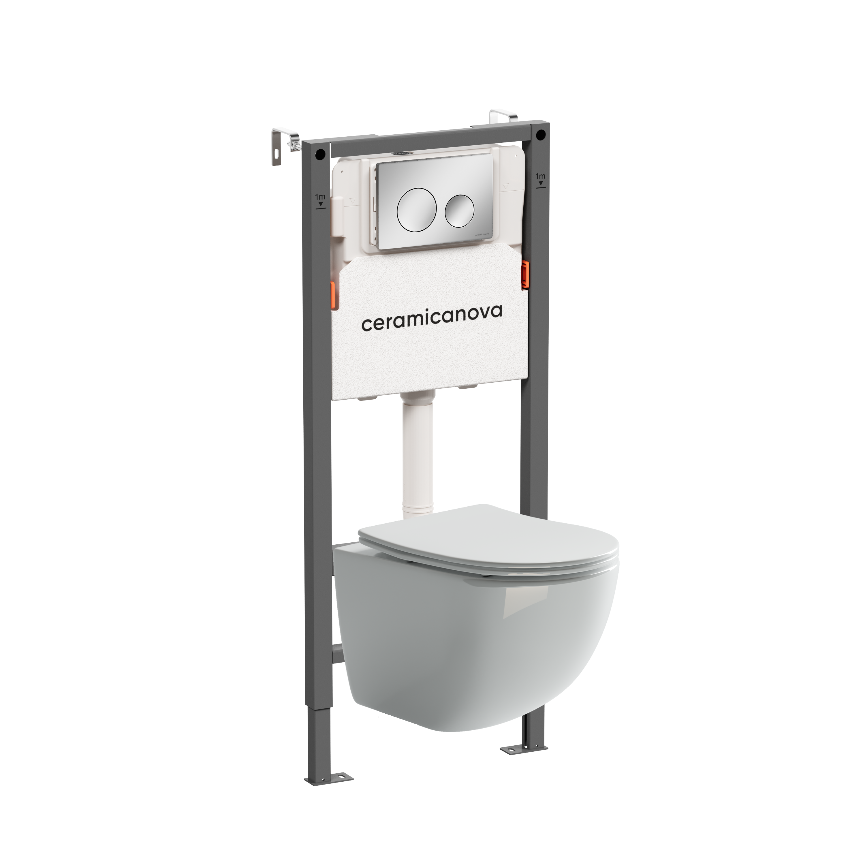 Подвесной унитаз с инсталляцией Ceramica Nova Forma CN3009_121001CH белый, с крышкой микролифт и кнопкой хром