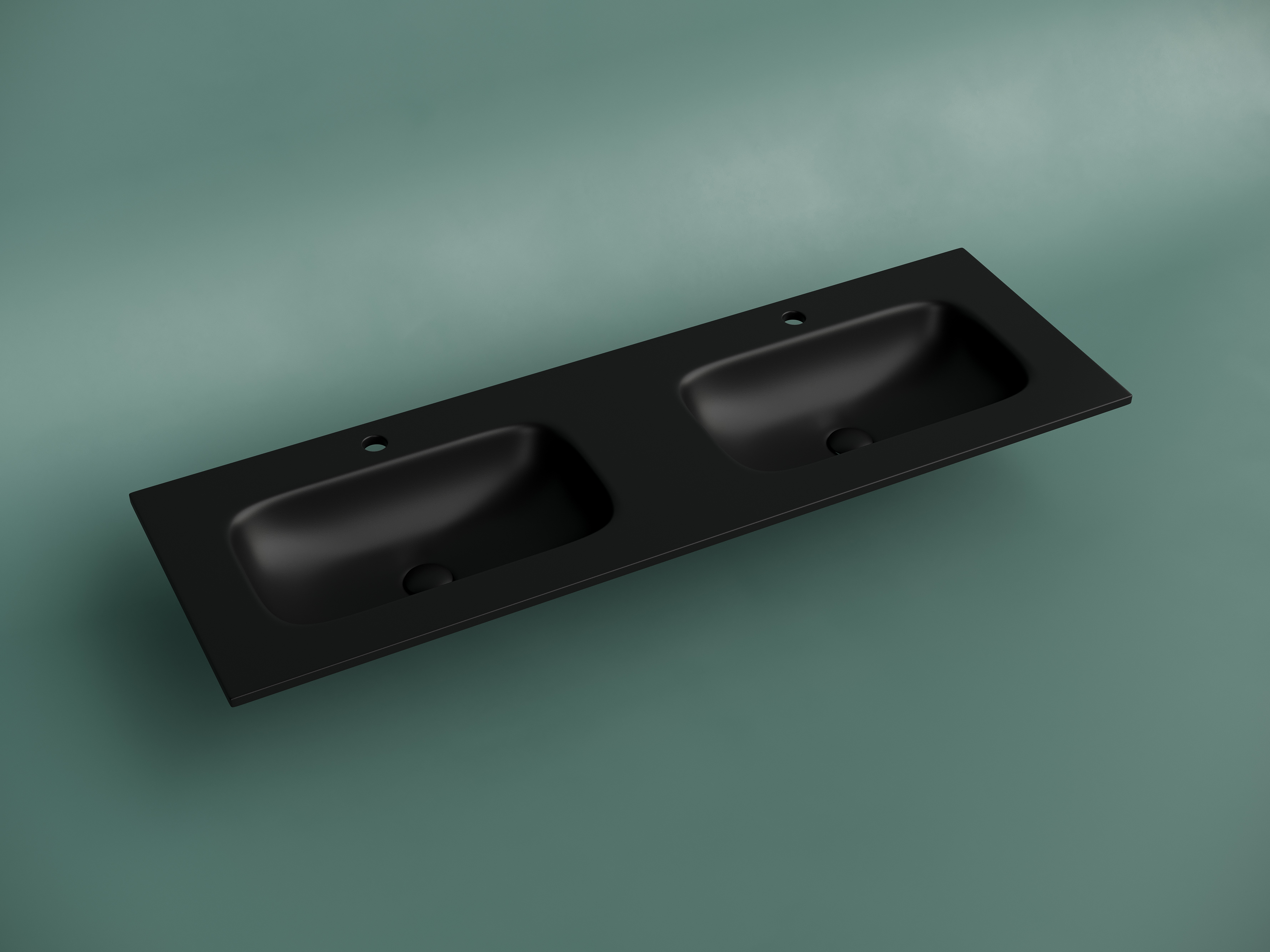 Раковина накладная мебельная Ceramica Nova Grace 1410x457x137 мм с двумя чашами и отв под смеситель черный матовый 99740₽