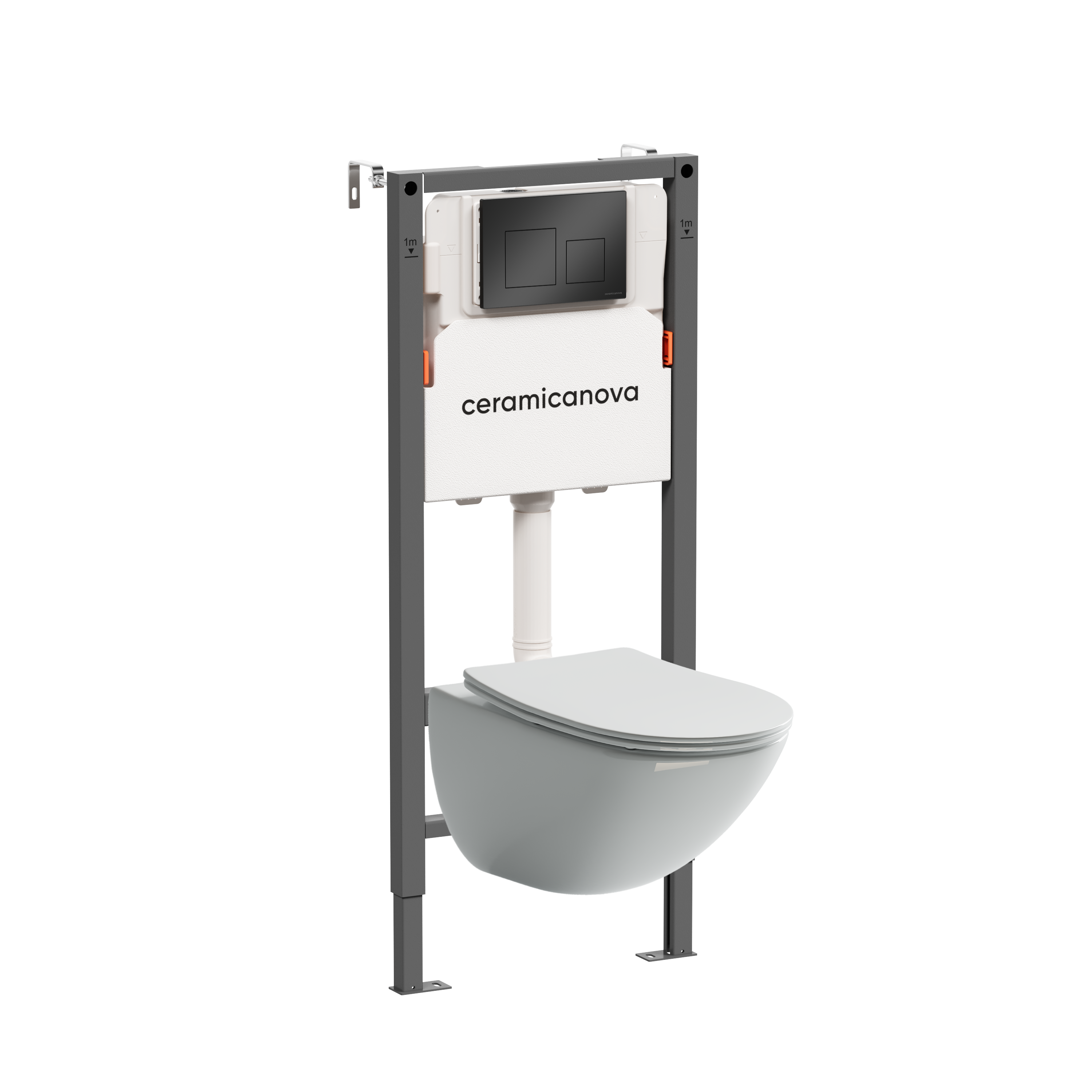 Подвесной унитаз с инсталляцией Ceramica Nova Mono CN1905_121002MB белый с крышкой микролифт и с черной кнопкой 29990₽