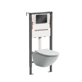 Подвесной унитаз с инсталляцией Ceramica Nova Mono CN1905_121002MB, кнопка черная матовая