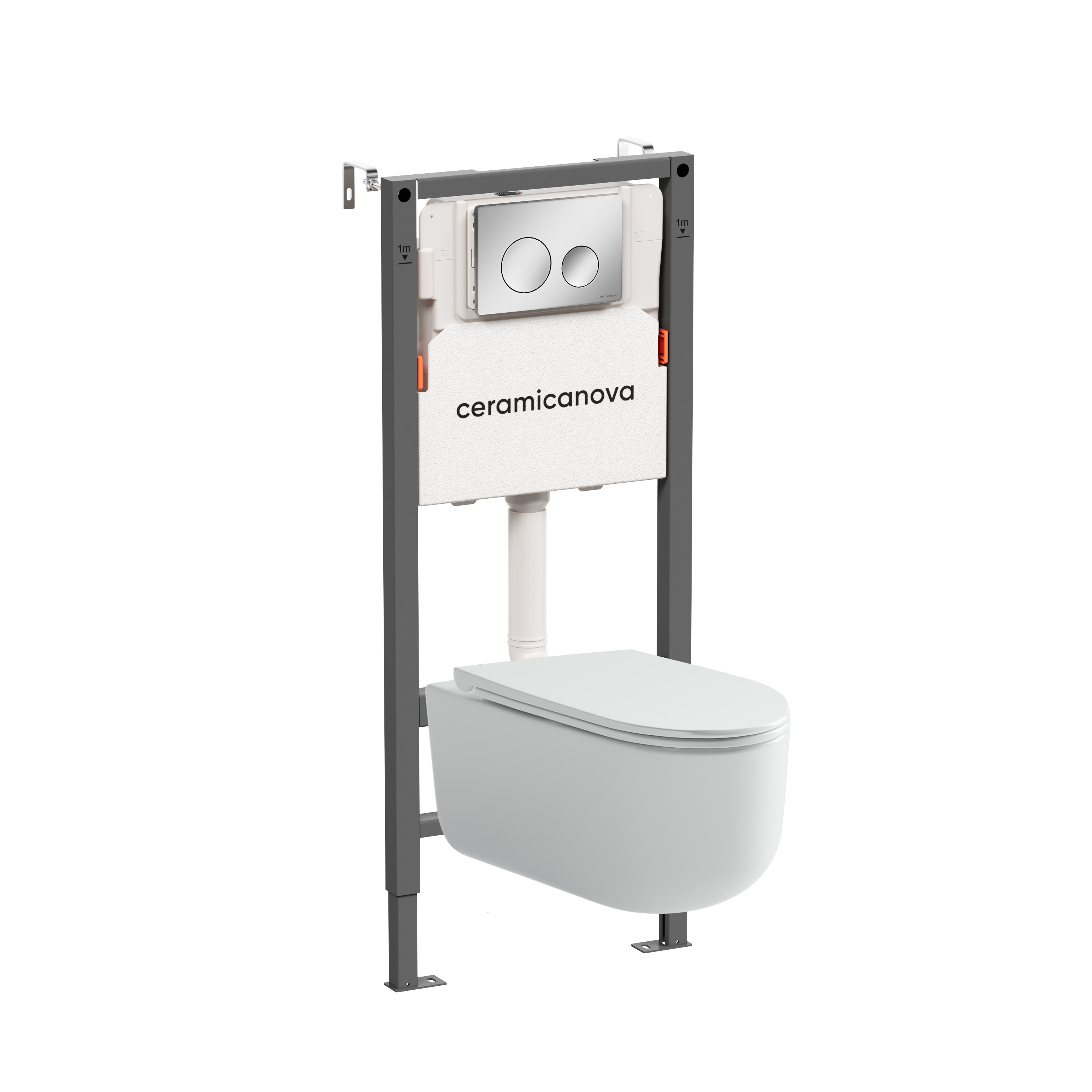 Подвесной унитаз с инсталляцией Ceramica Nova Ulma CN4006_121001CH белый с крышкой микролифт и кнопкой хром 29990₽