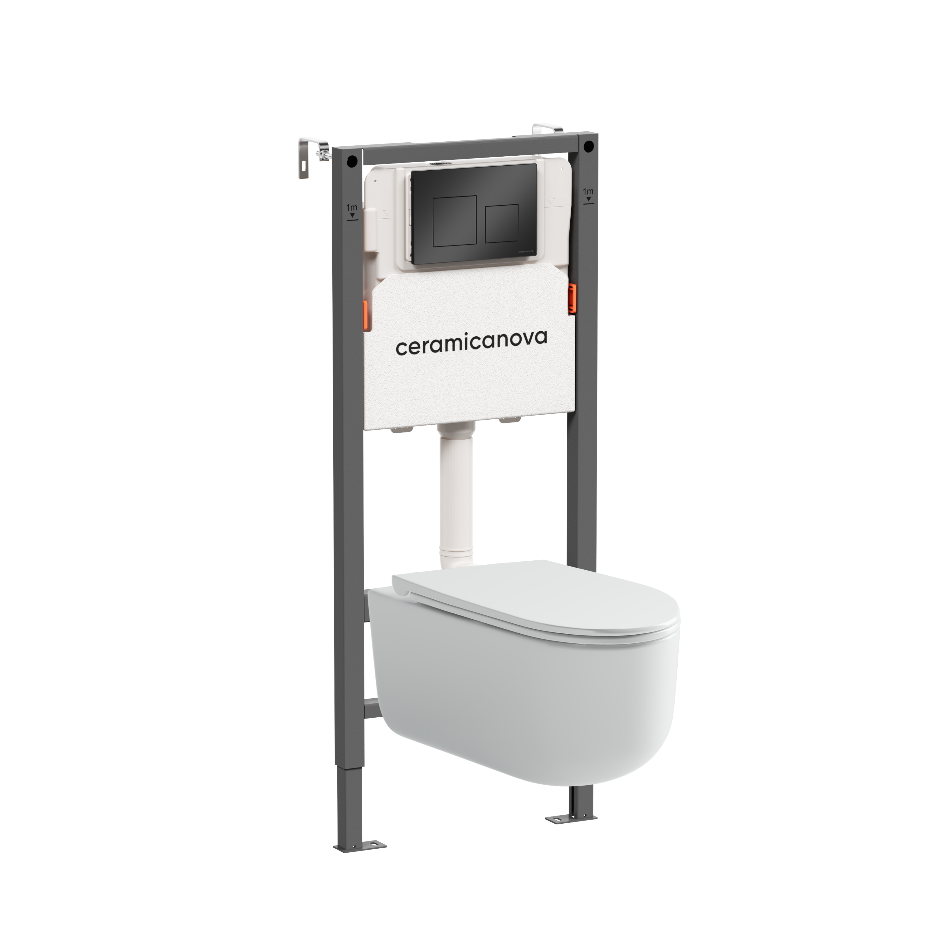 Подвесной унитаз с инсталляцией Ceramica Nova Ulma CN4006_121002MB белый с крышкой микролифт и с черной кнопкой 29990₽