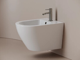 Биде подвесное Ceramicanova Вёрл (Whirl) CN11008 с крепежом для скрытого монтажа, белое