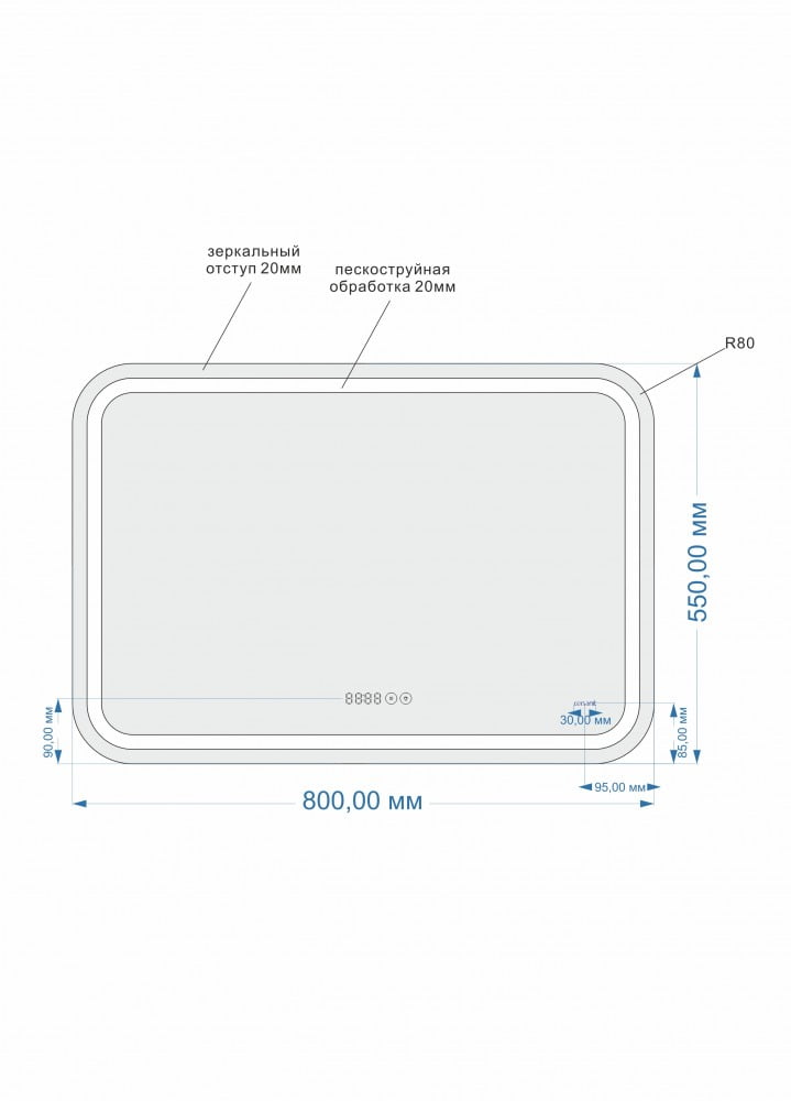 Зеркало со сменой цвета и часами Cersanit Design Pro KN-LU-LED050*80-p-Os LU-LED050*80-p-Os Design Pro KN-LU-LED050*80-p-Os - фото 4