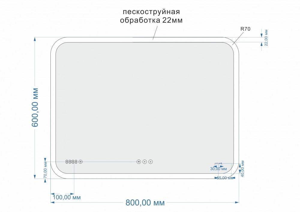 Зеркало с функцией звонка, часами, Bluetooth Cersanit Design Pro KN-LU-LED070*80-p-Os LU-LED070*80-p-Os Design Pro KN-LU-LED070*80-p-Os - фото 2