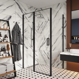 Фото Душевой уголок Ceruttispa 90x120 VICTORIA120B стекло прозрачное, профиль черный