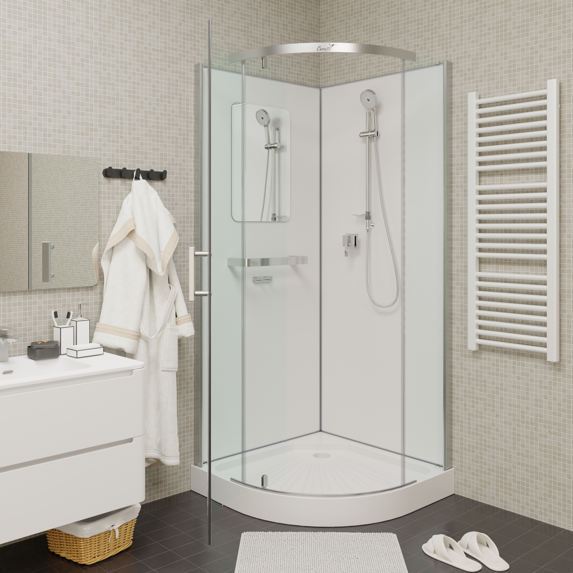 Душевая кабина Ceruttispa 90x90 KORRA90T стекло прозрачное профиль хром 53990₽