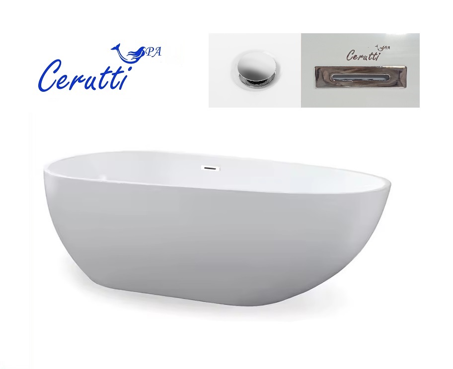 Ванна акриловая Cerutti SPA MIMI170 170х80 CT9671 отдельностоящая, белая, размер 170х80, цвет белый - фото 2