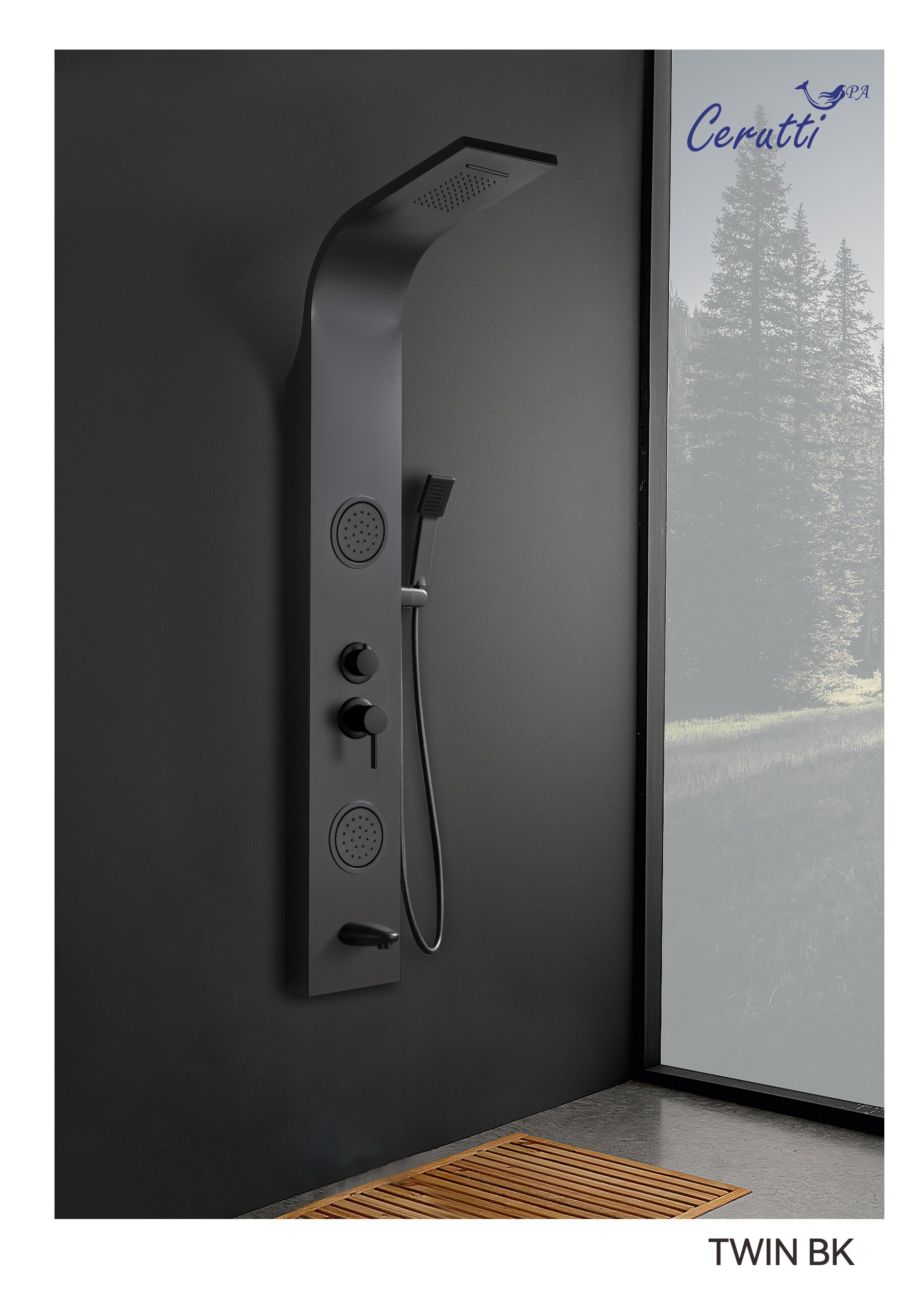 Душевая панель Ceruttispa Twin bk CT9984 с изливом черная 15490₽